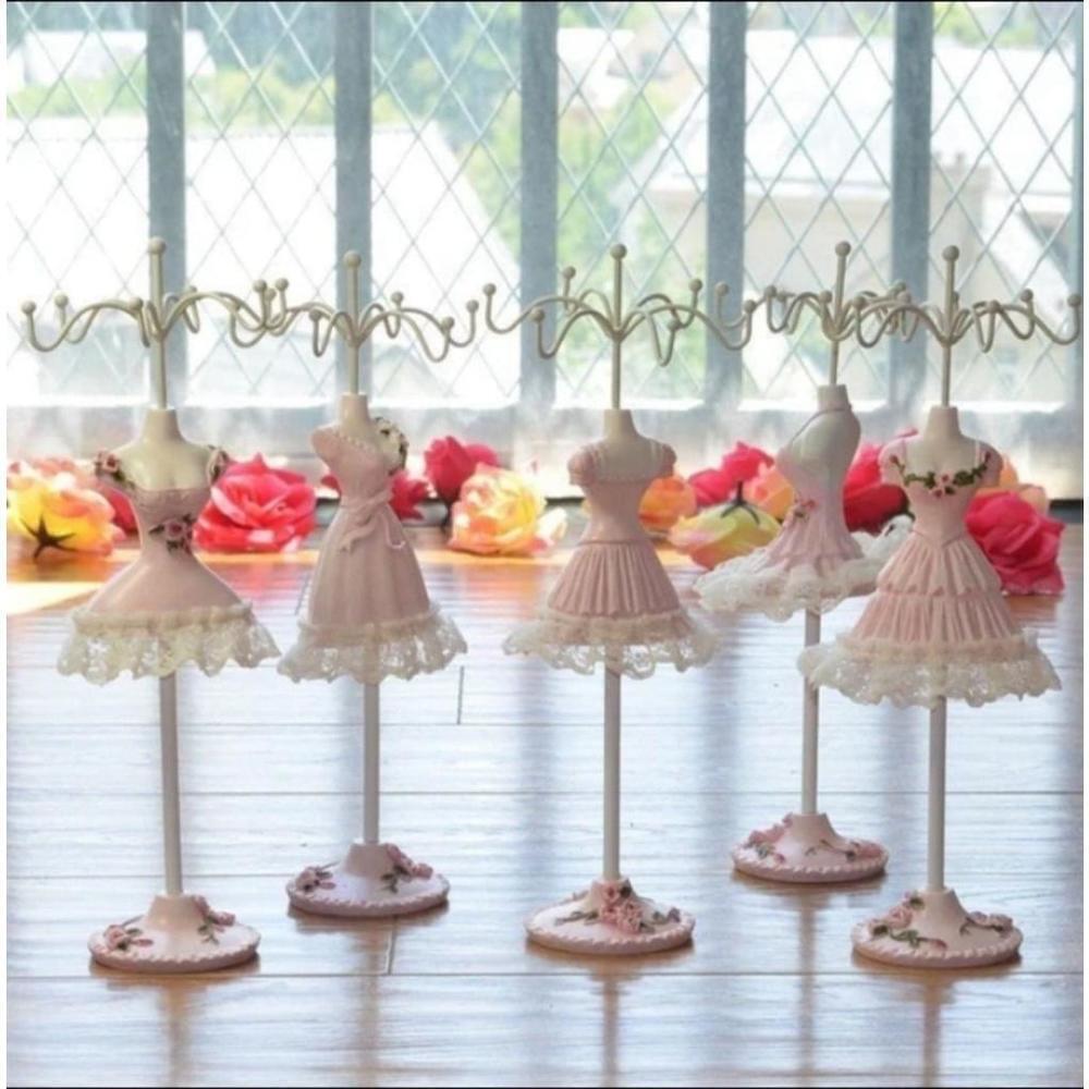 Rotating Jewelry Rack In Pink Dress - Picture 3 of 6